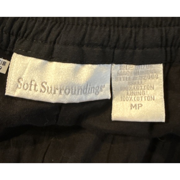 Soft Surroundings Medium Petite Midi Skirt Floral Birds Black Drawstring Artsy - Picture 8 of 10